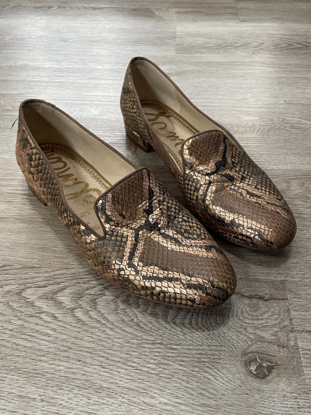 Metallic Snake Loafers